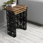 Hanah Home Stil Metal Ferforje - Juego de 3 mesas nido Nogal y Negro